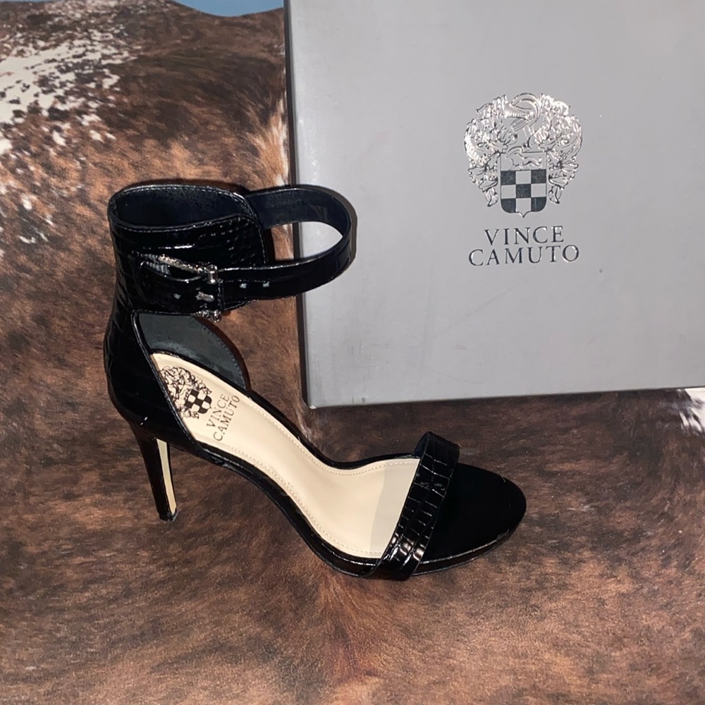 Vince Camuto black croc heels